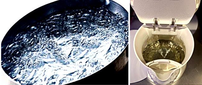 水道水を煮沸してもカルキは抜けるが同時に発生するトリハロメタンを除去するために15～20分以上煮沸する